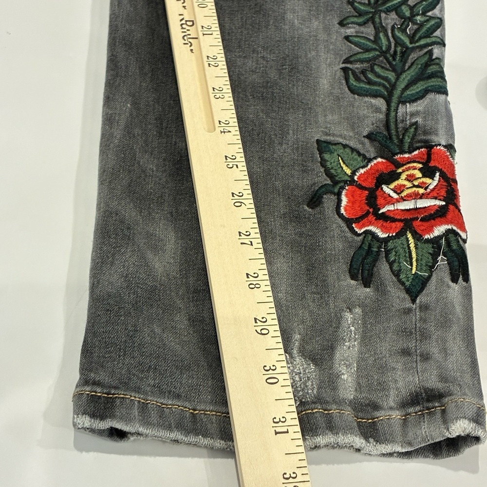 Grindhouse Black Jeans Size 38x31 Y2K Embroidered Roses Snake Grunge  Streetwear - Picture 13 of 14
